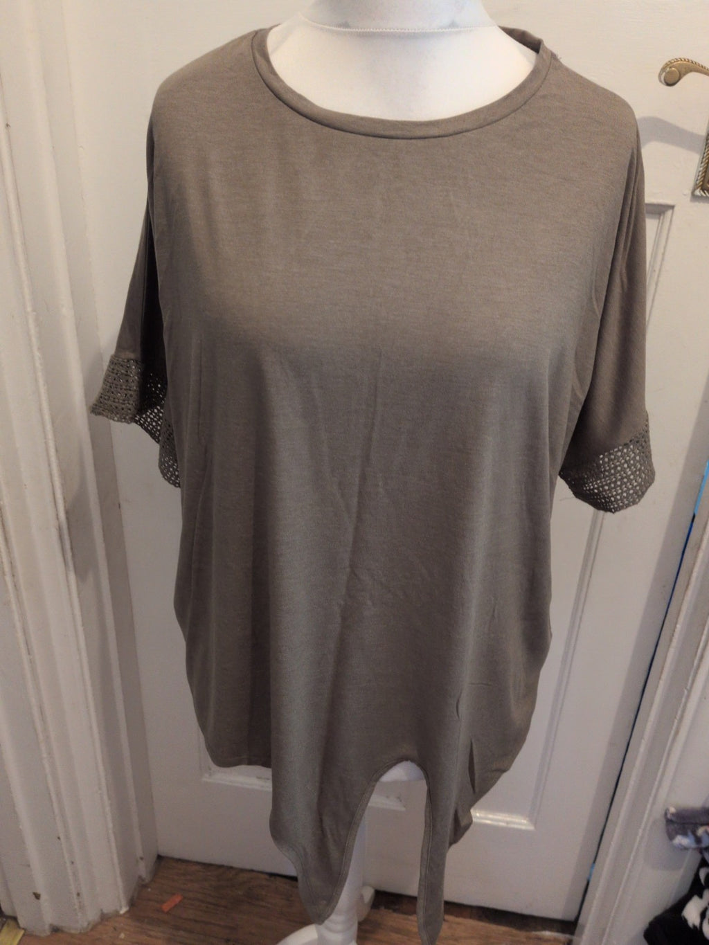 F&F 22 Green Short Sleeve Front Tie T-shirt