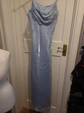 Ladies Joella Di Marco Size Small Metallic Silver Sleeveless Long Length Dress
