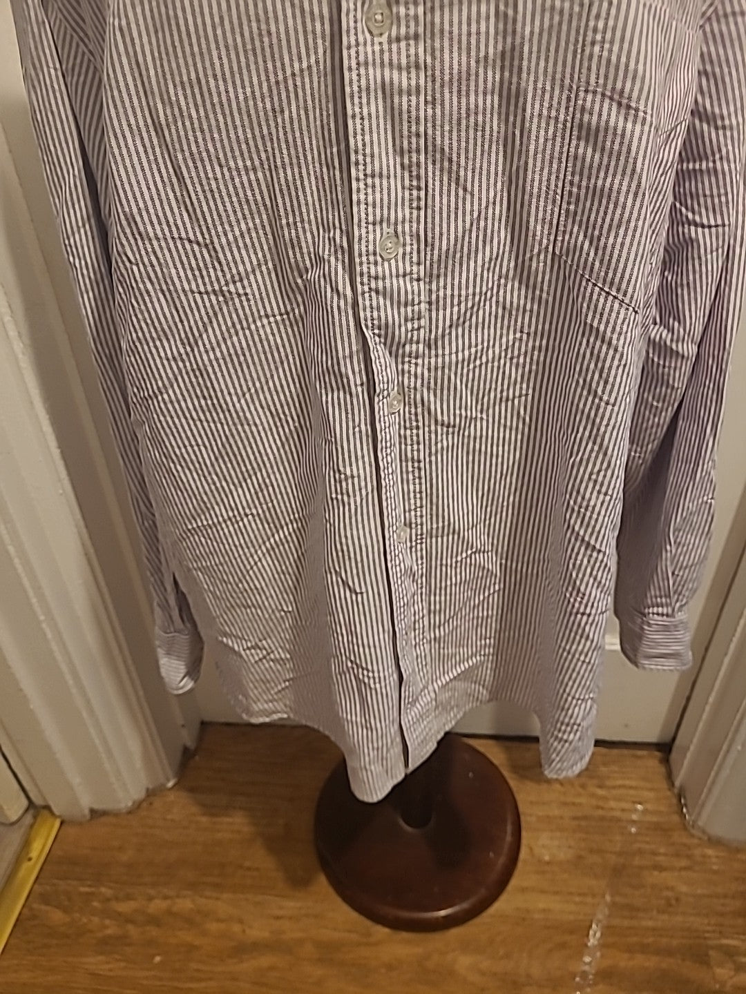 Mens Hawkshead Size 2XL Purple/White Striped Long Sleeved Shirt
