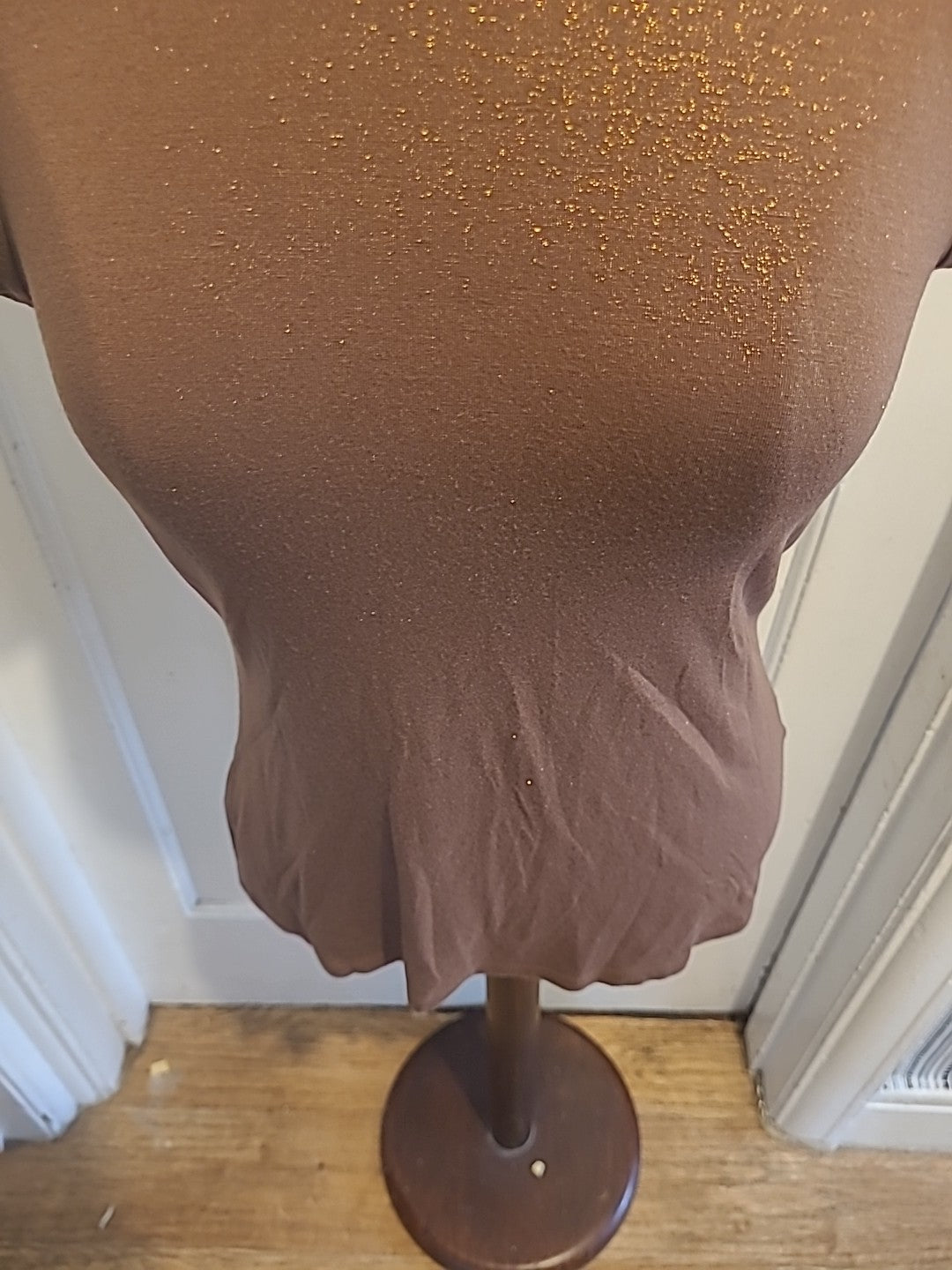 Ladies I.N.C Size Medium Brown Shimmer Short Sleeved Tshirt