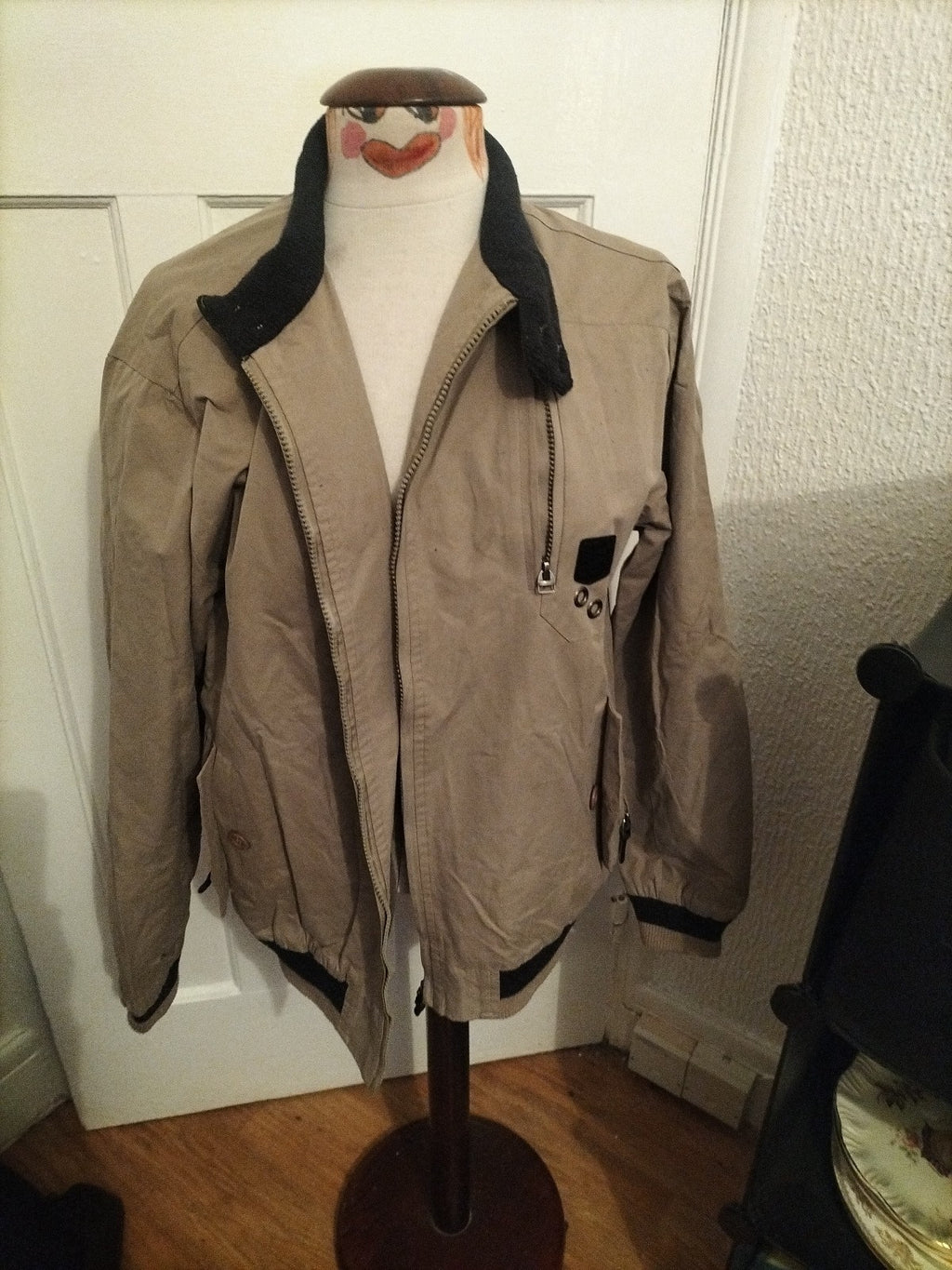 Mens Soulstar Size Large Beige Zip Through Jacket
