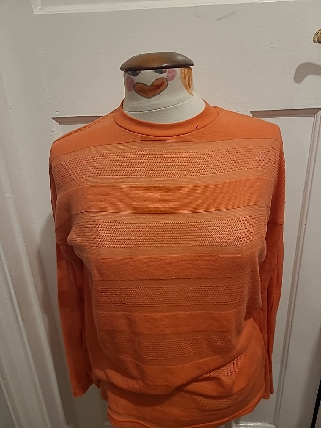 Ladies Next Size 10 Orange See Through Long Sleeved Tshirt