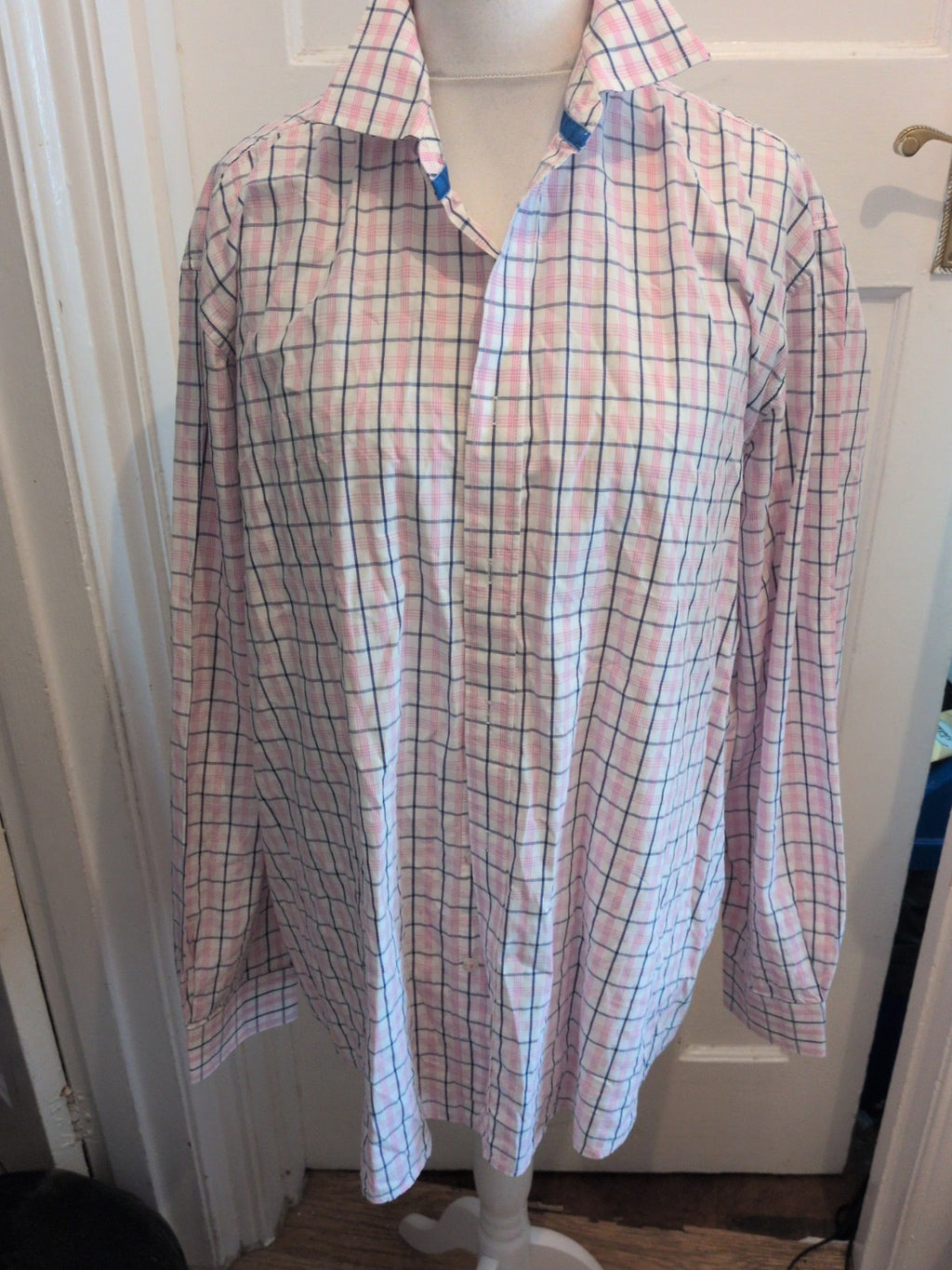 Melka 2XL Pink And Navy Long Sleeve Shirt