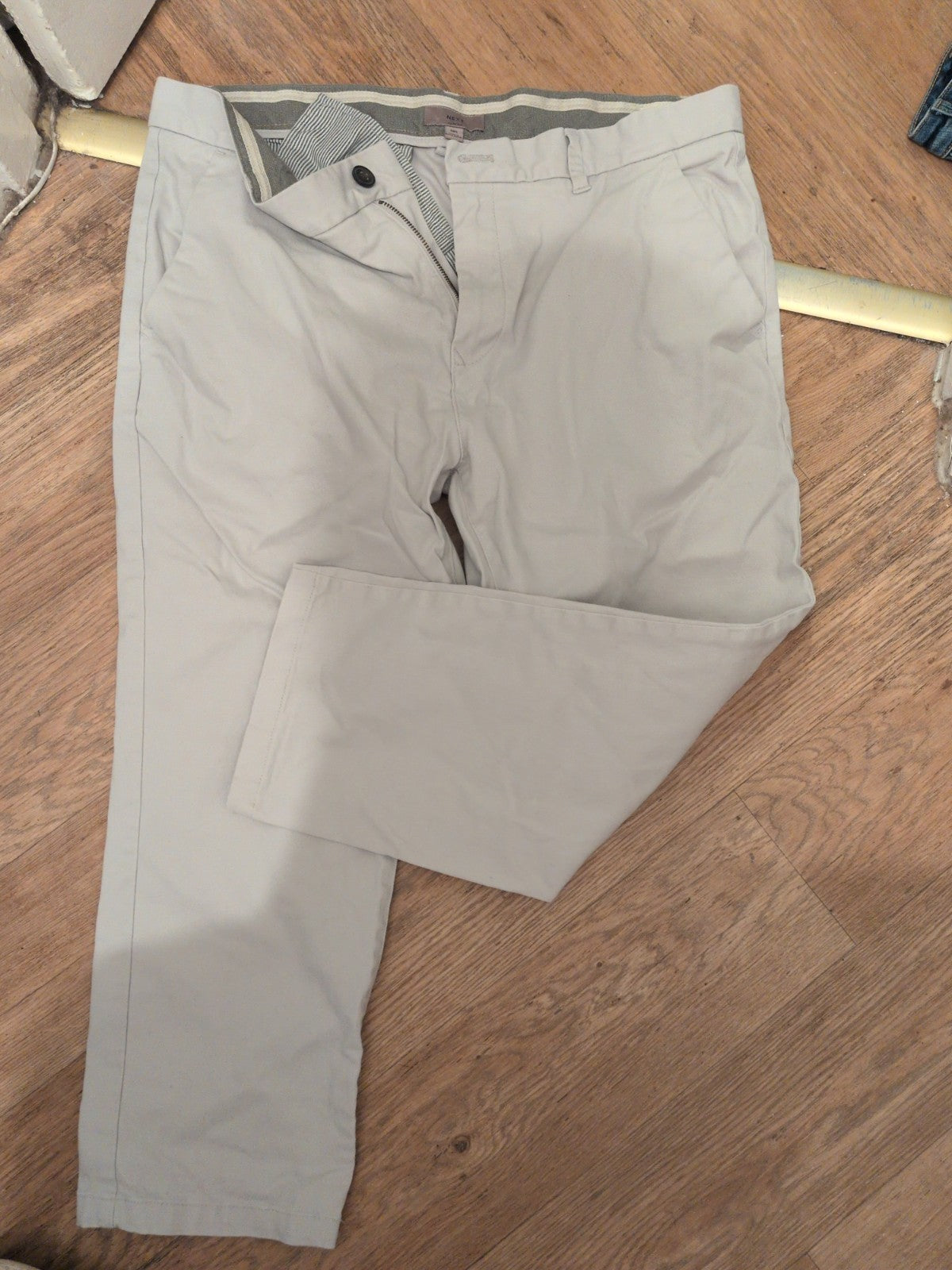 Mens Next 38 Short Leg Slim Fit Stone Trousers Chino
