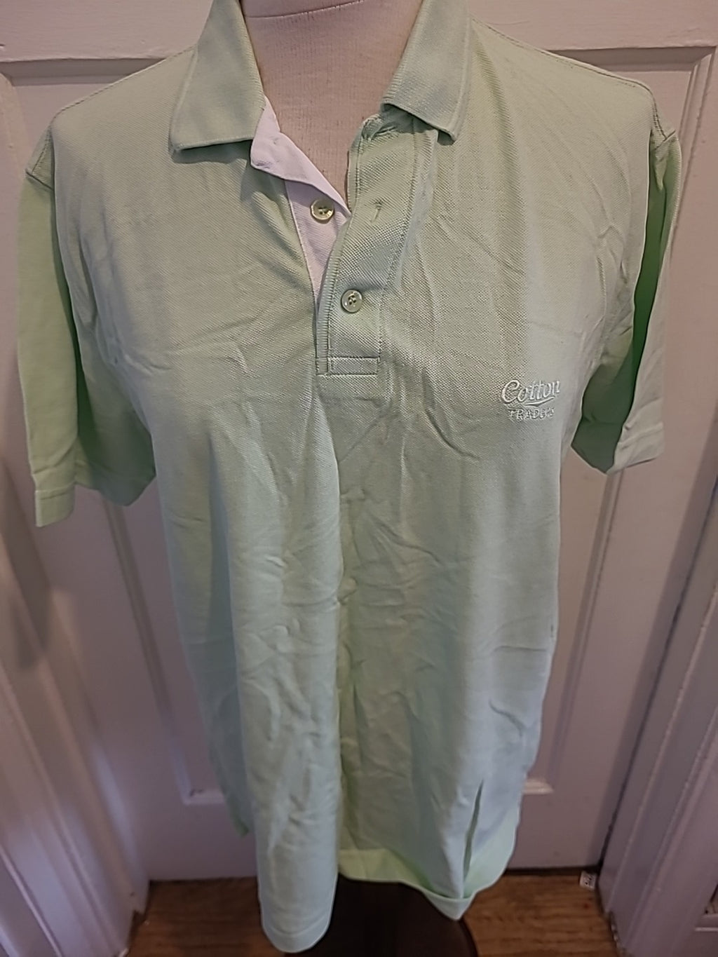 Mens Cotton Traders Size M Pale Mint Short Sleeved Polo