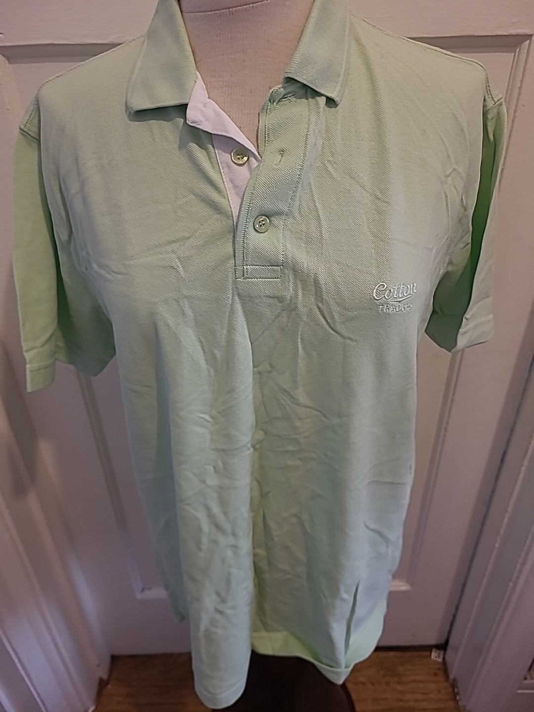 Mens Cotton Traders Size M Pale Mint Short Sleeved Polo