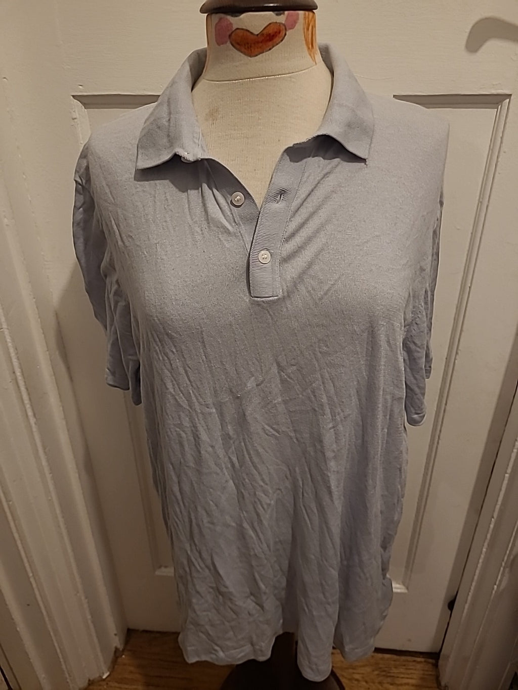 Mens H&M Size XL Greyish Blue Slim Fit Polo