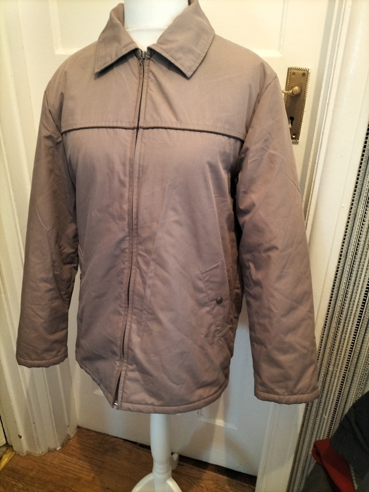 Ladies Marks And Spencer Size Large Dark Beige Full Zip Lined Jacket