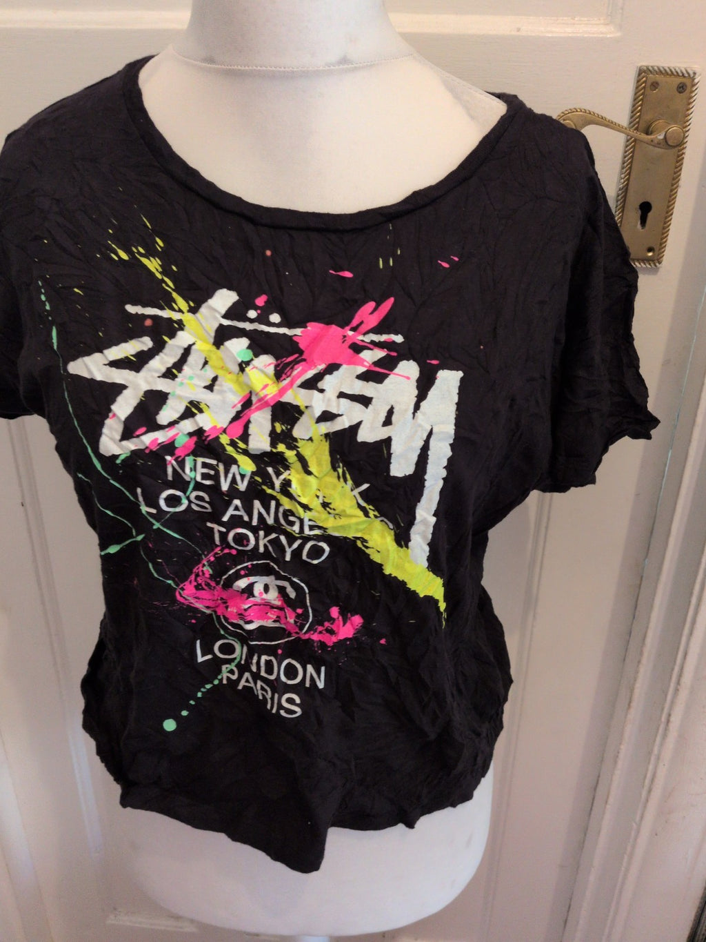 Medium Black Ladies T-shirt Splat Print
