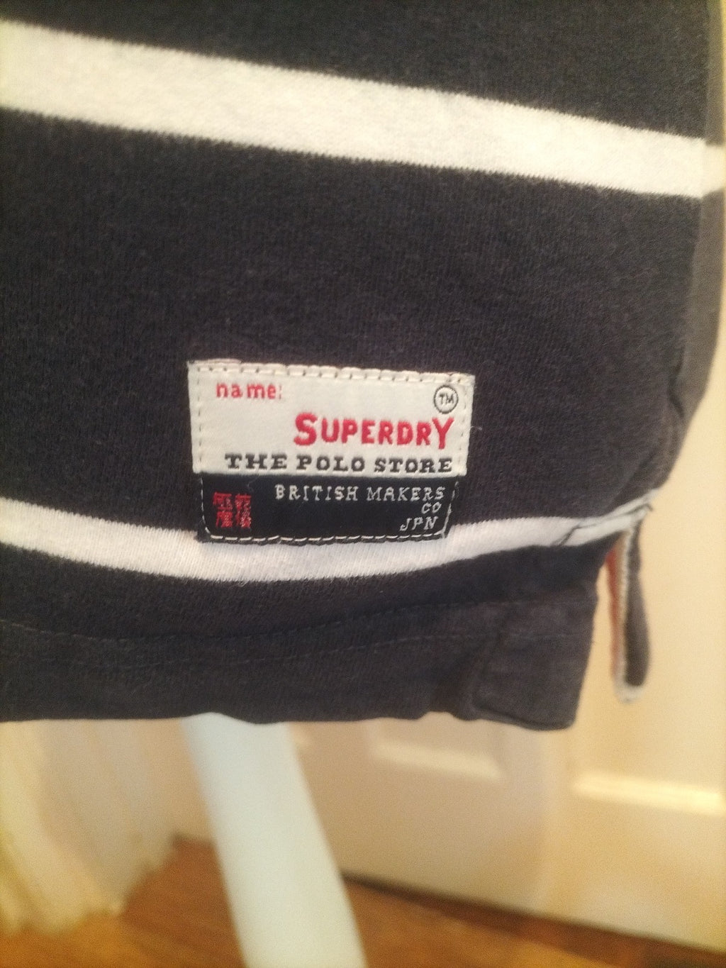 Mens Superdry Size Large Striped Short Sleeved Polo