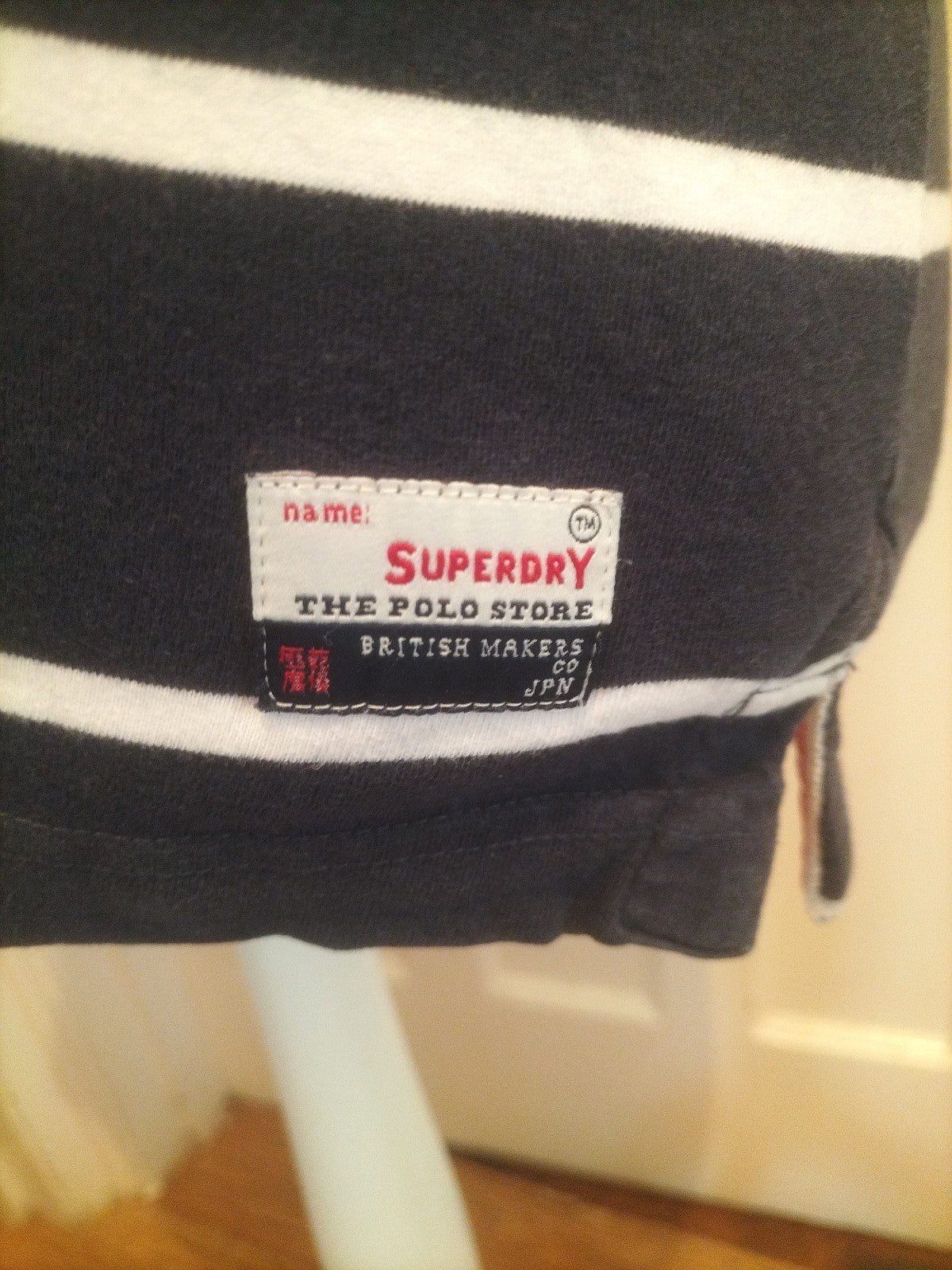 Mens Superdry Size Large Striped Short Sleeved Polo
