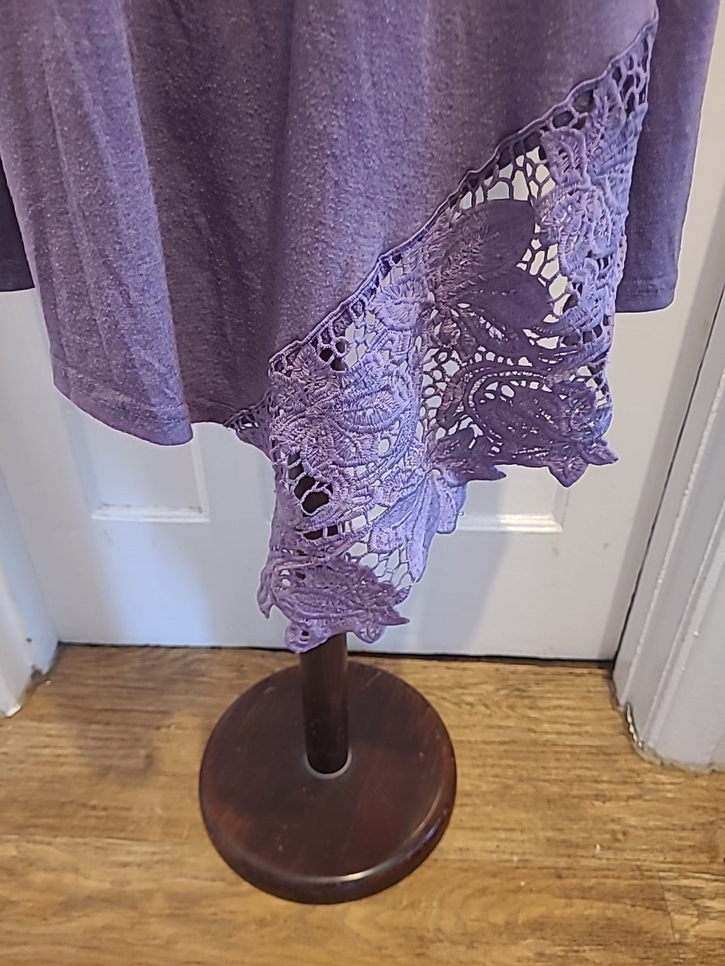 Ladies Shein Size 2xl Purple Lace Hem Long Sleeved Tshirt
