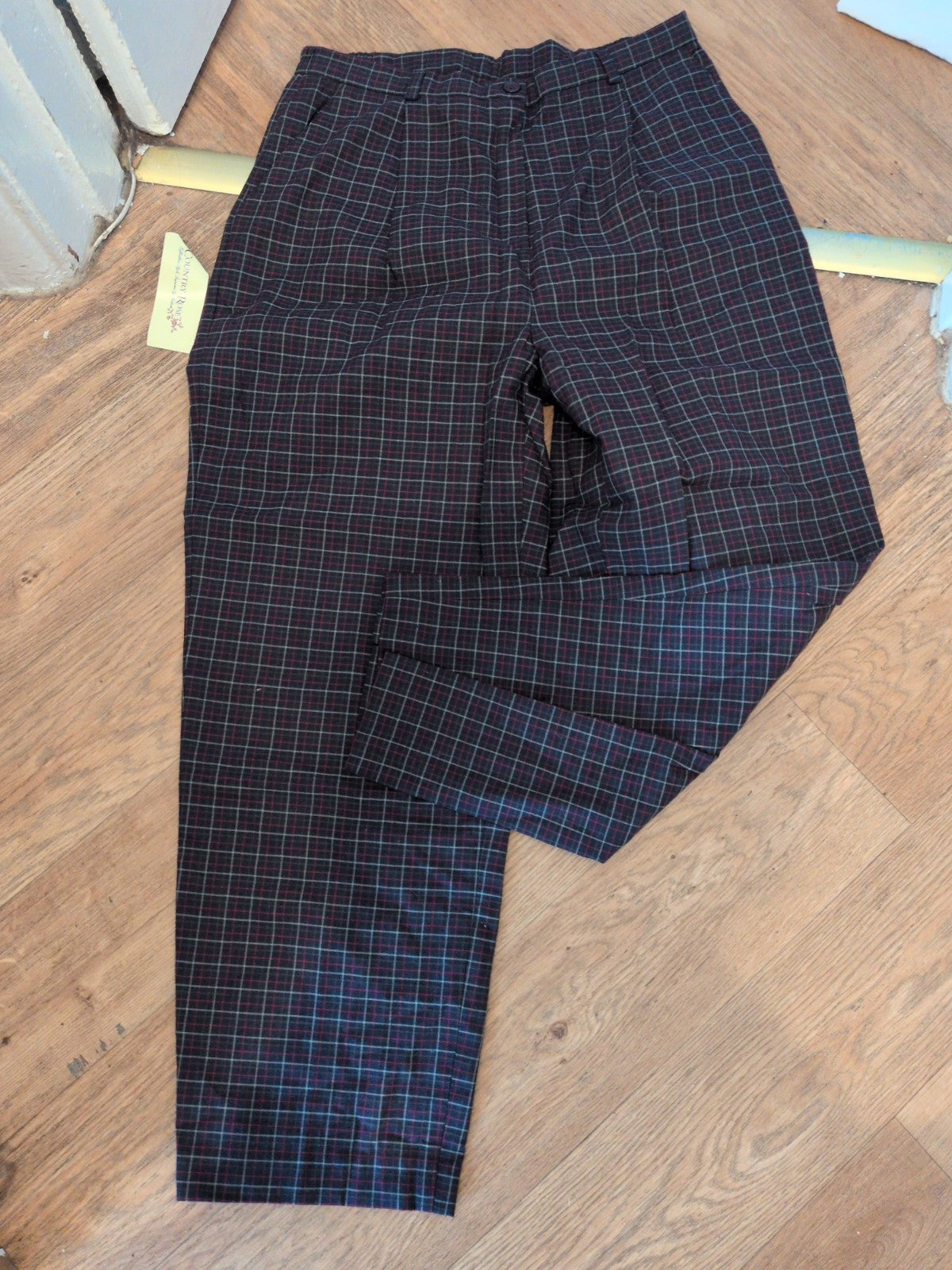 Brand New Country Rose 16 Navy Check Trousers RRP £30