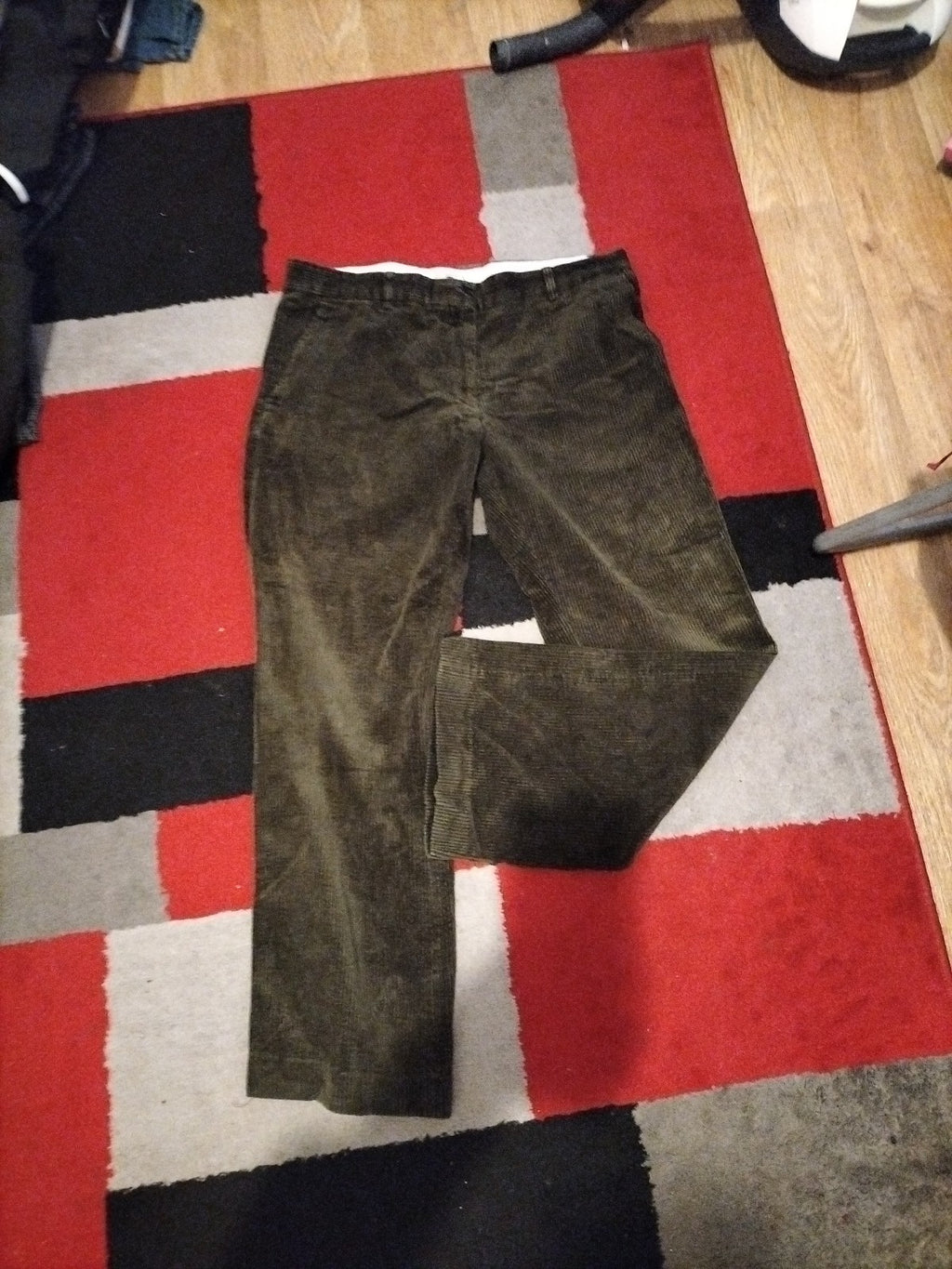 Mens Hoggs Of Fife Size 40" Dark Green Ribbed Stretch Trousers