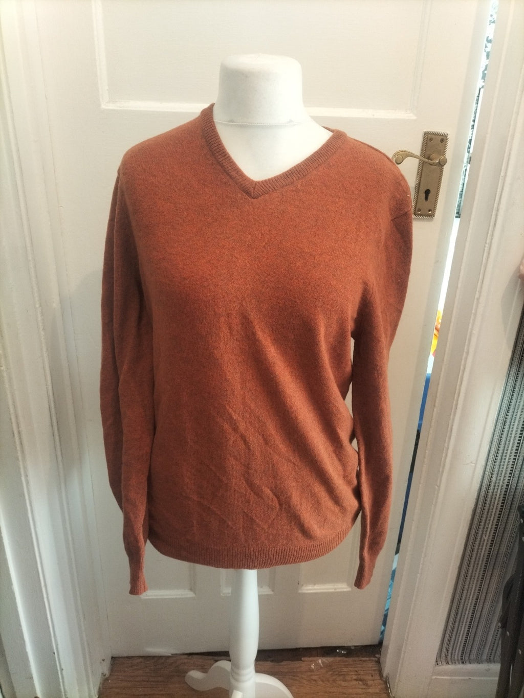 F&F Large Orange Lambswool V Neck Long Sleeve Jumper
