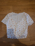 Ladies Shein Size XS White Floral Short Sleeved Tshirt
