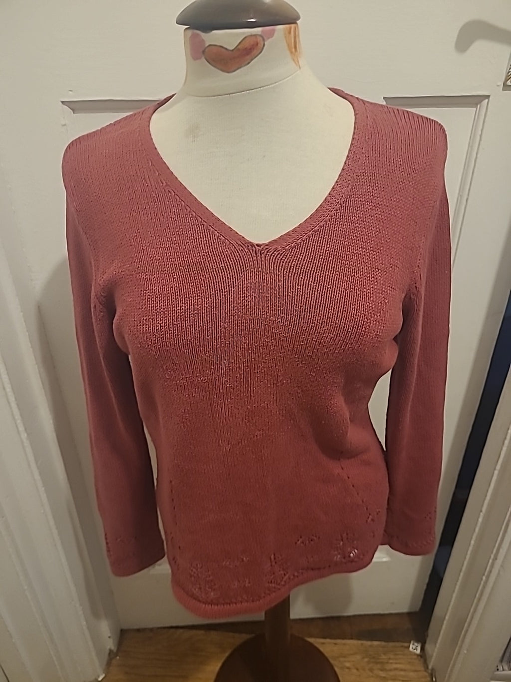 Ladies Viyella Size Small Redish Purple Long Sleeved Lightweight Jumper