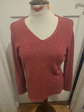 Ladies Viyella Size Small Redish Purple Long Sleeved Lightweight Jumper