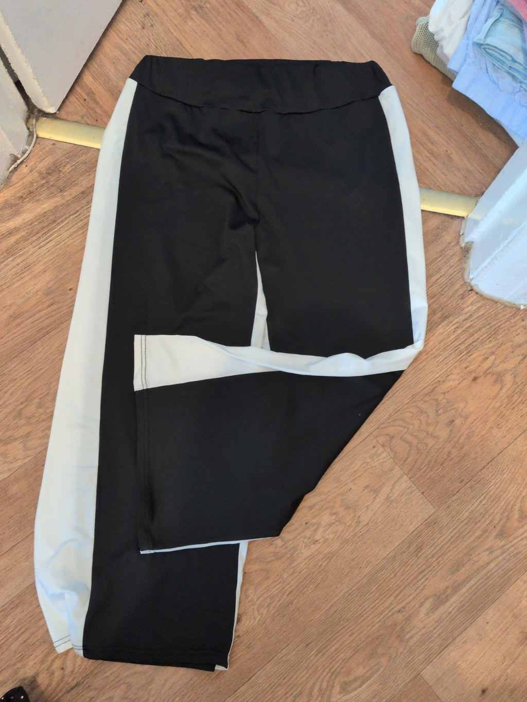 2XL Black With White Side Trim Elasticated Trousers