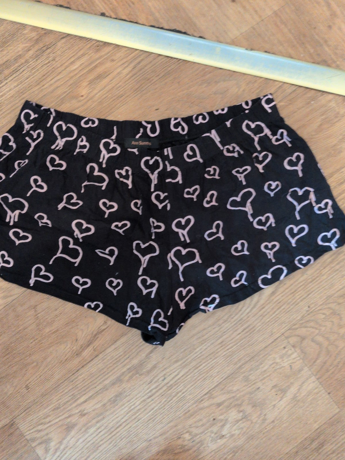 Ladies Ann Summers Size XL Black Heart Pyjama Shorts