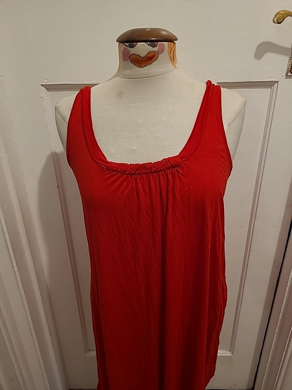 Ladies Marks And Spencer Size 14 Red Sleeveless Knee/Midi Dress