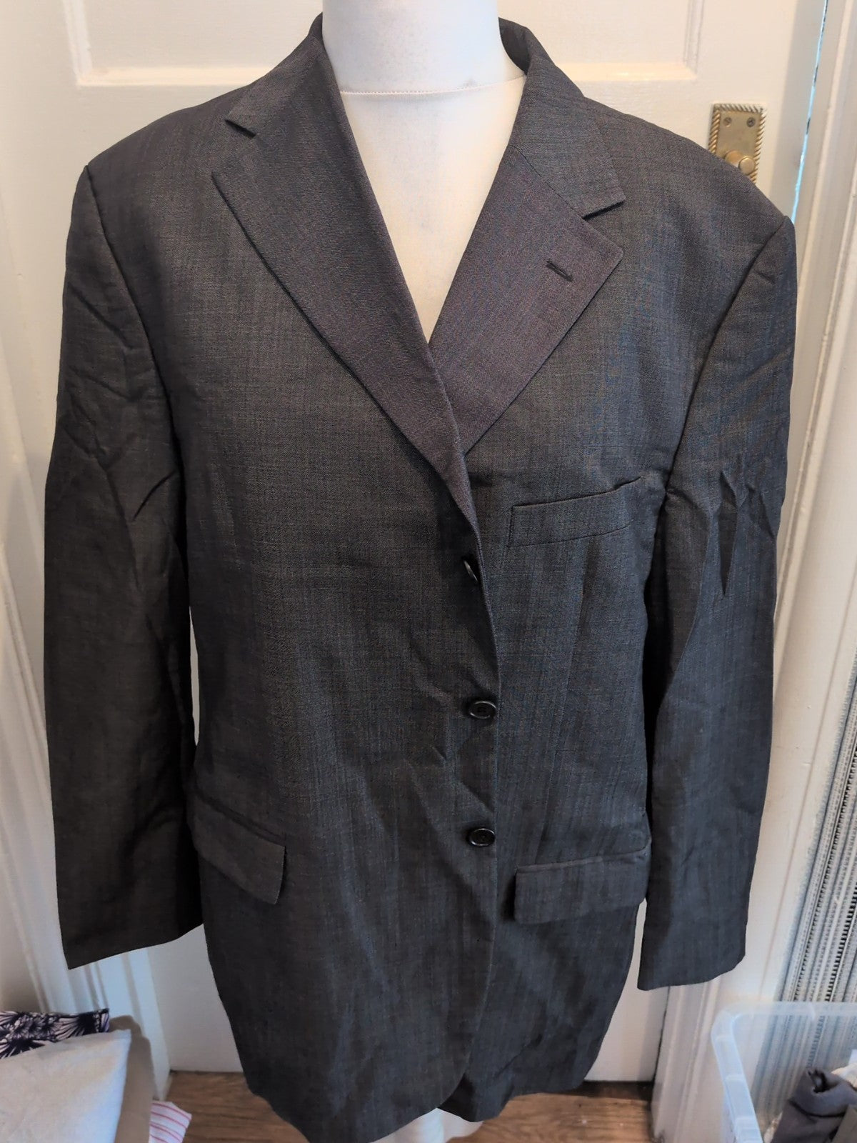 Mens Marks And Spencer Collezione Size 46M Black/White Suit Jacket