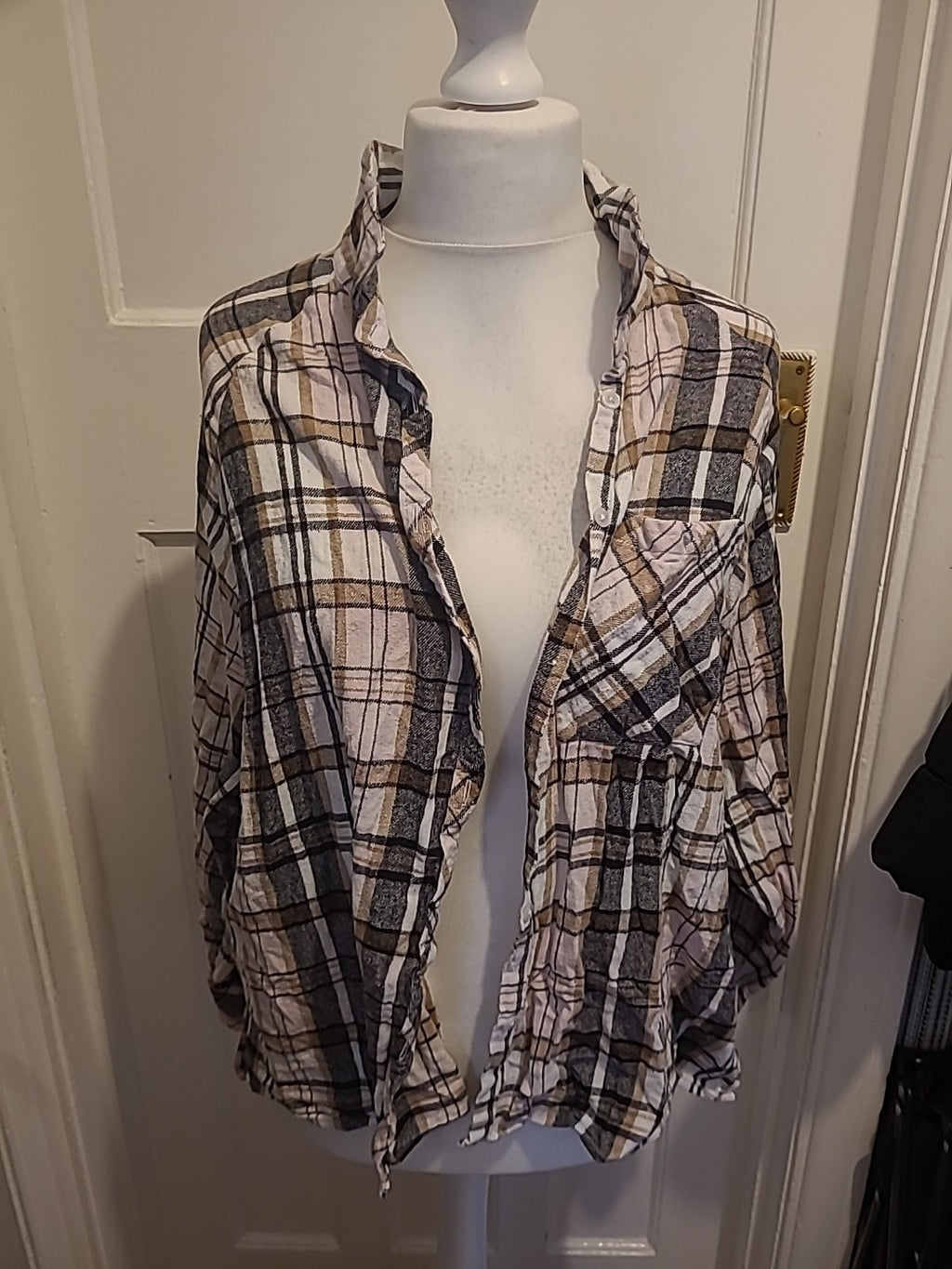 Ladies Jeff&Co Size 16 Multicoloured Check Buttoned Blouse