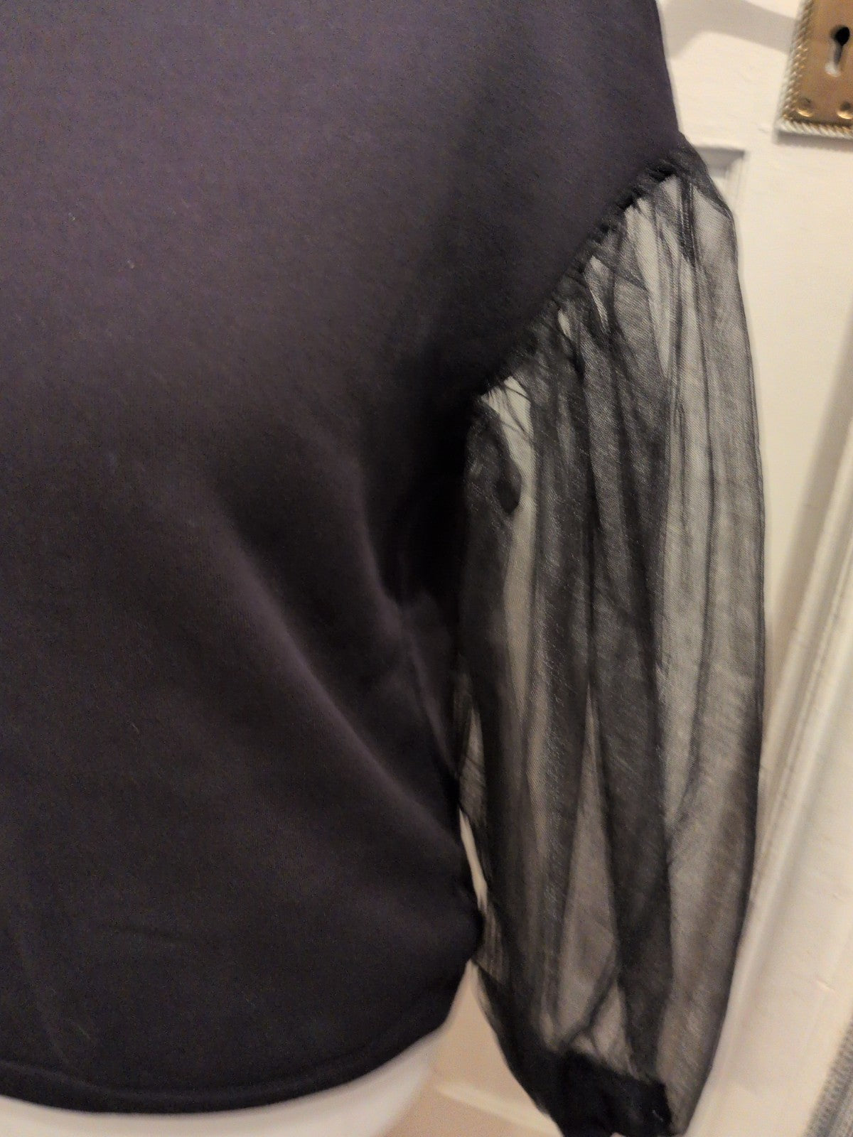 H&M Ladies Medium Dark Navy/Black Jumper With Mesh Sleeves