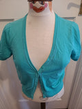 Ladies Tu Size 12 Turquoise Short Sleeved Cardigan