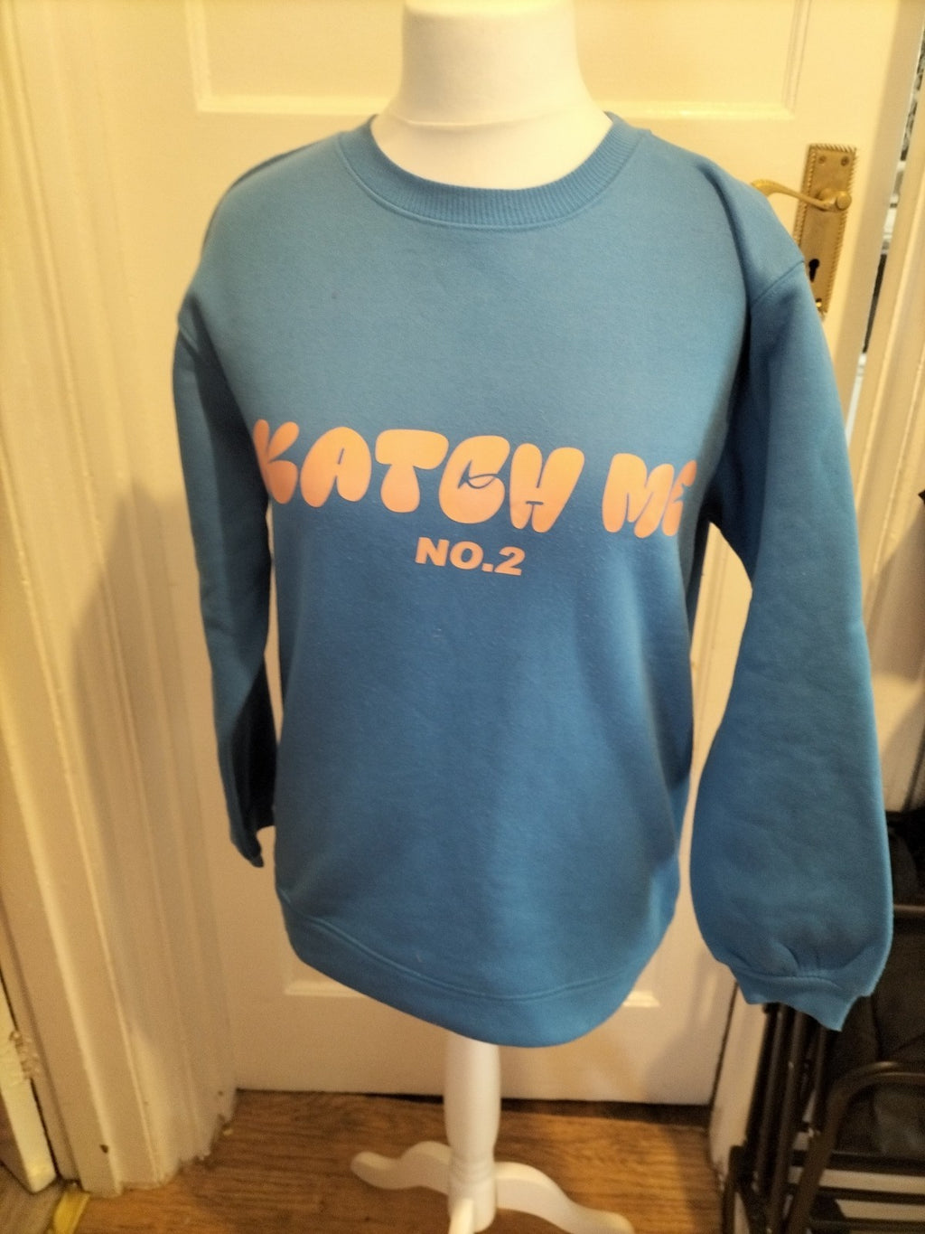 Ladies Katch Me Size Xs Blue Pullover Printed Jumper