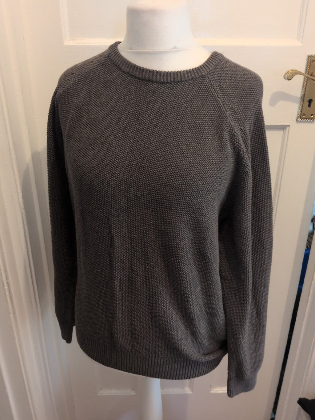 TU XL Pure Cotton Grey Textured Pullover Jumper