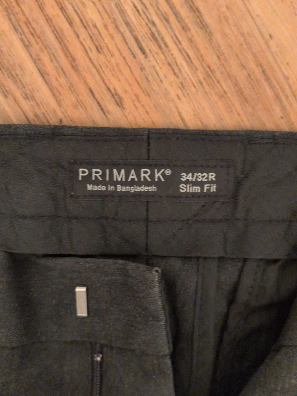 Mens Primark Size 34Wx32L Regular Dark Grey Smart Trousers