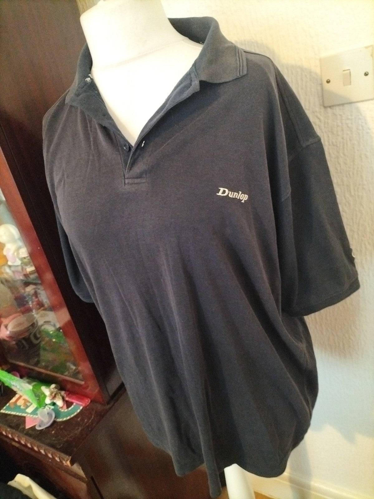 Mens Dunlop Golf Size Large Black Short Sleeved Polo