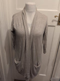 Primark 8 Grey Collared Longline Open Cardigan