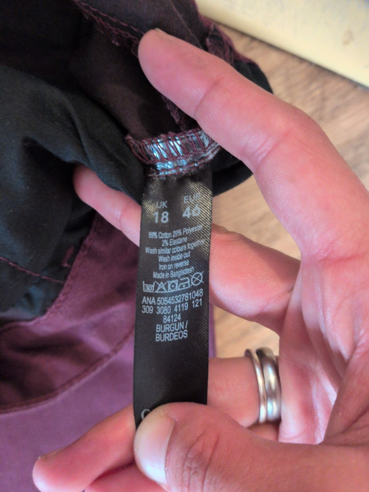 Ladies Brand New George Size 18 Burgundy Jegging