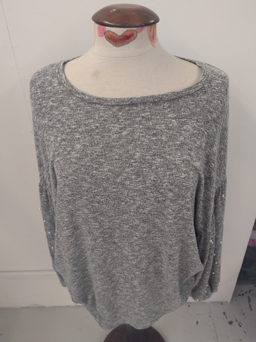 Tu 18 Grey Fleck Long Sleeve With Diamante Jumper