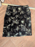 Autograph 12 Green And Black Floral Lined Skirt Knee Length
