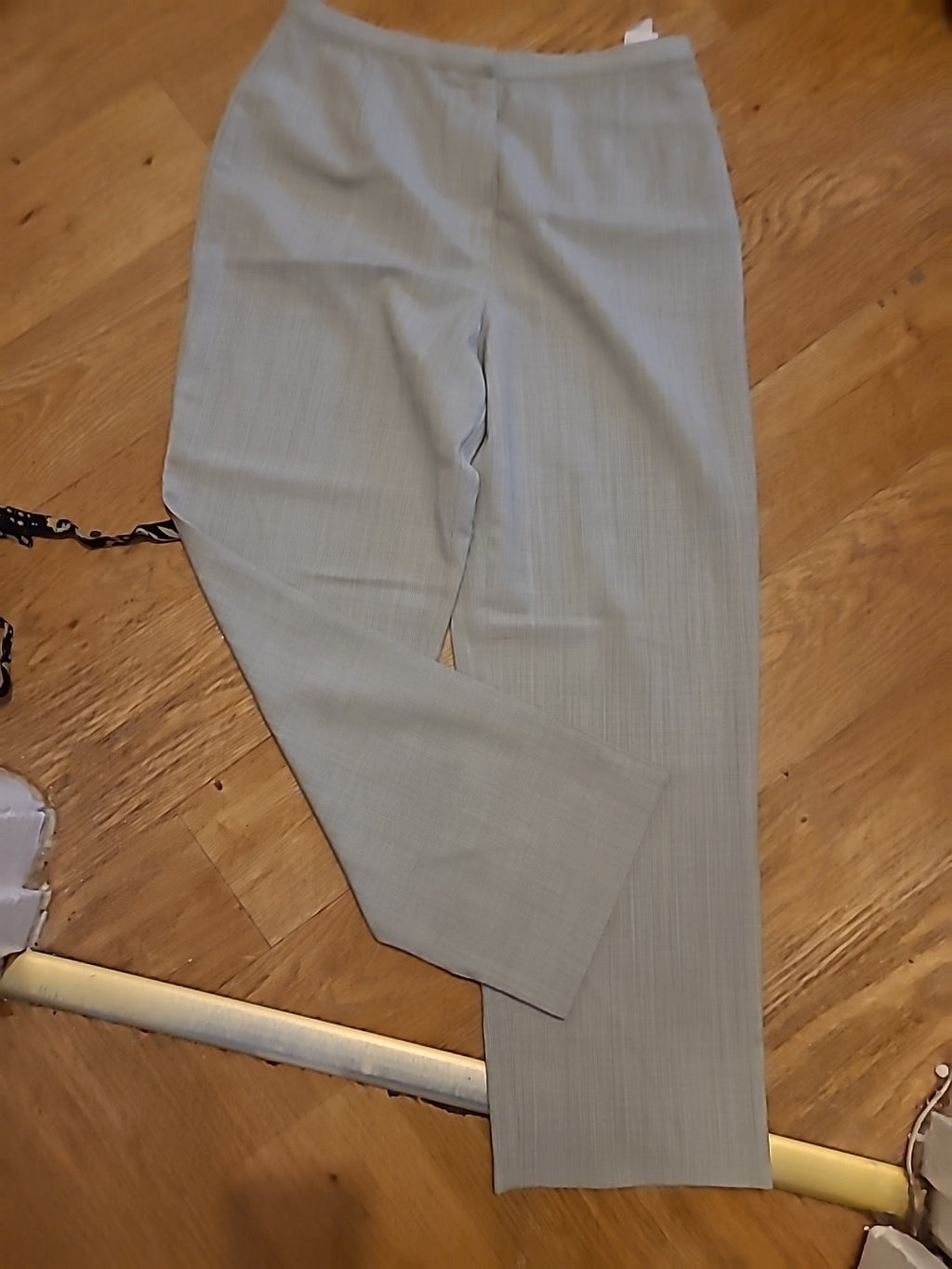 Ladies Marks And Spencer Size 14 Medium Black/Beige Check Lightweight Trousers