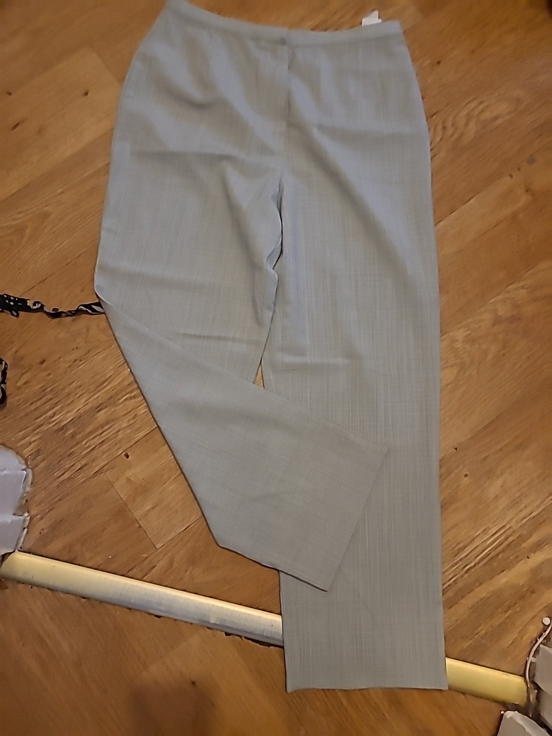 Ladies Marks And Spencer Size 14 Medium Black/Beige Check Lightweight Trousers