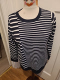 Ladies Bonmarche Size 14 Black And White Striped Pullover Jumper