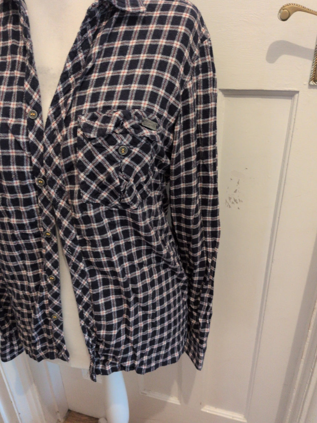 Regatta Large Navy Check Long Sleeve Shirt