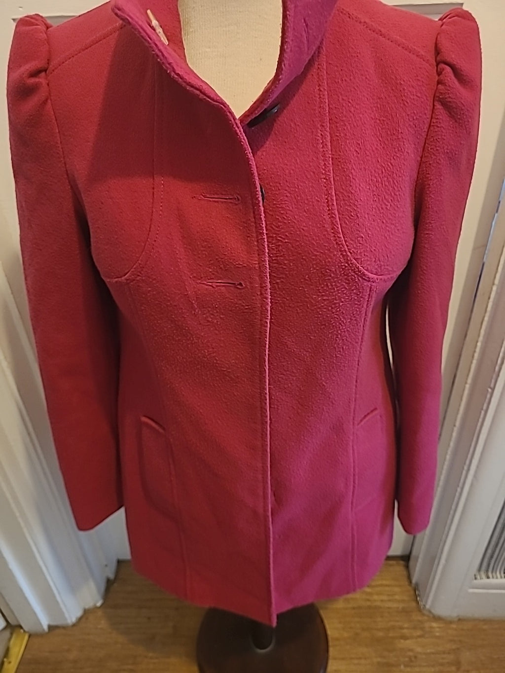 Ladies F&F Size 12 Crimson Lined Buttoned Coat