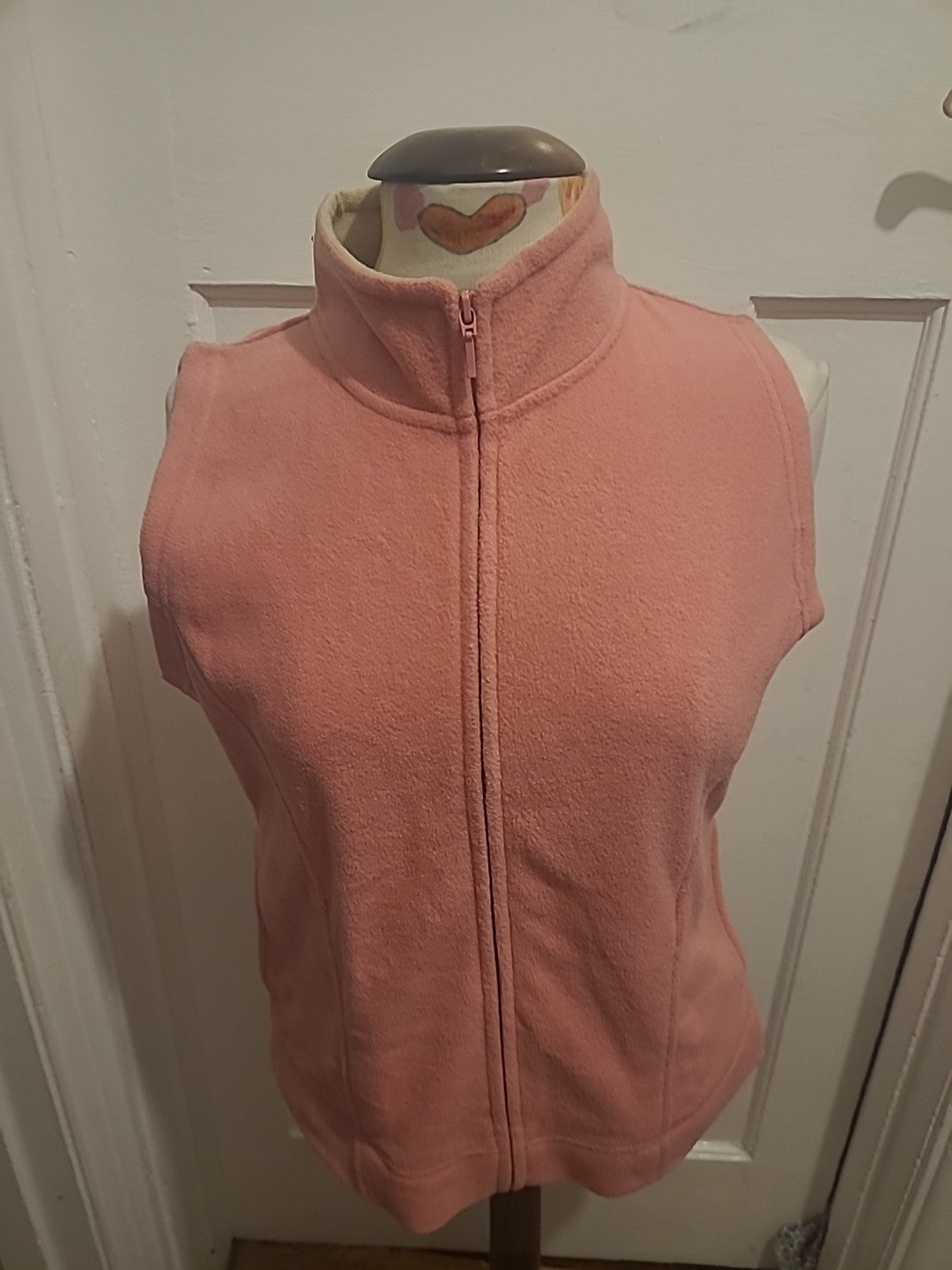 Ladies EWM Size 10-12 Pink Zip Through Sleeveless Cardigan