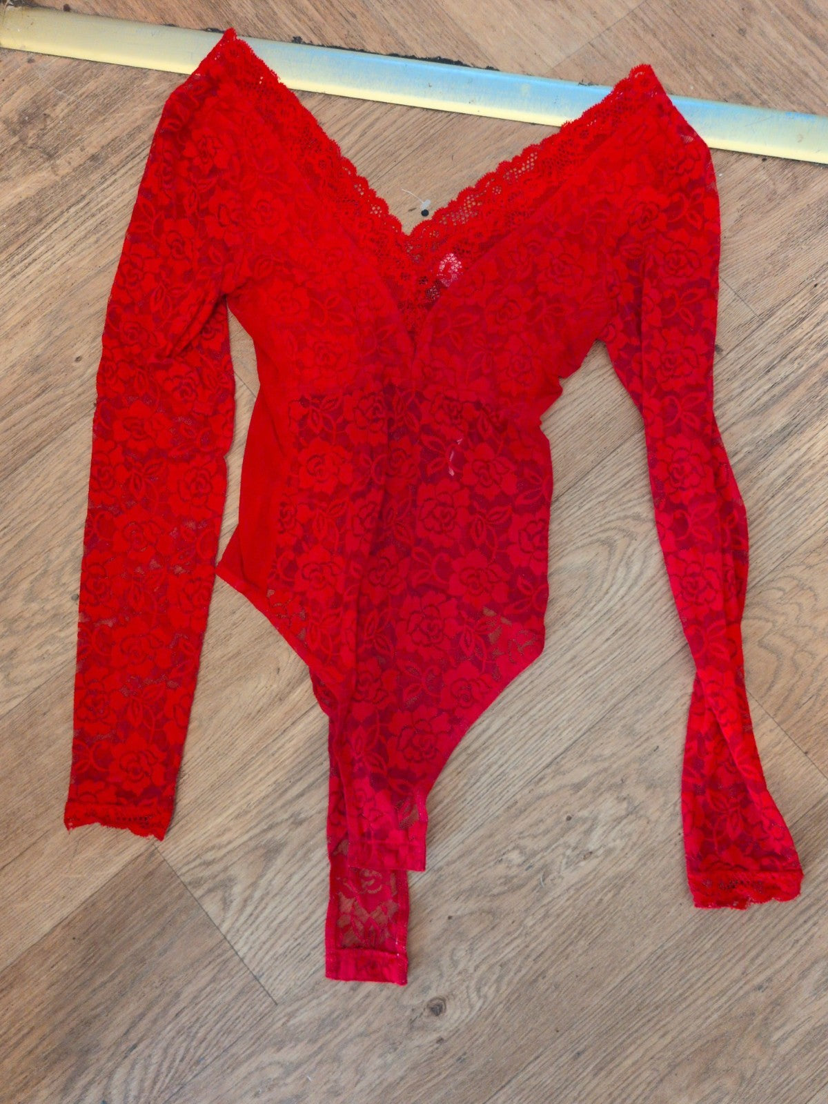 Ladies Divided Small Red Lacey Bodysuit