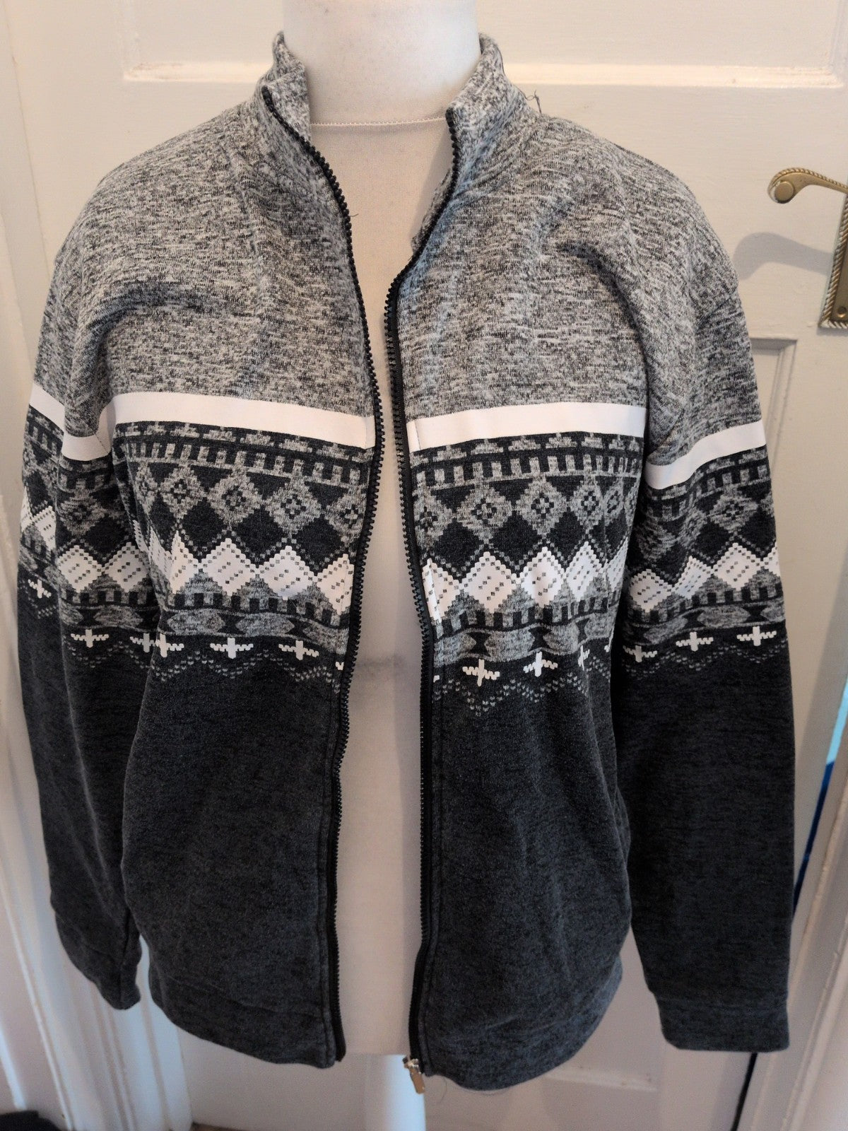 Large Grey Toned Full Zip Jumper
