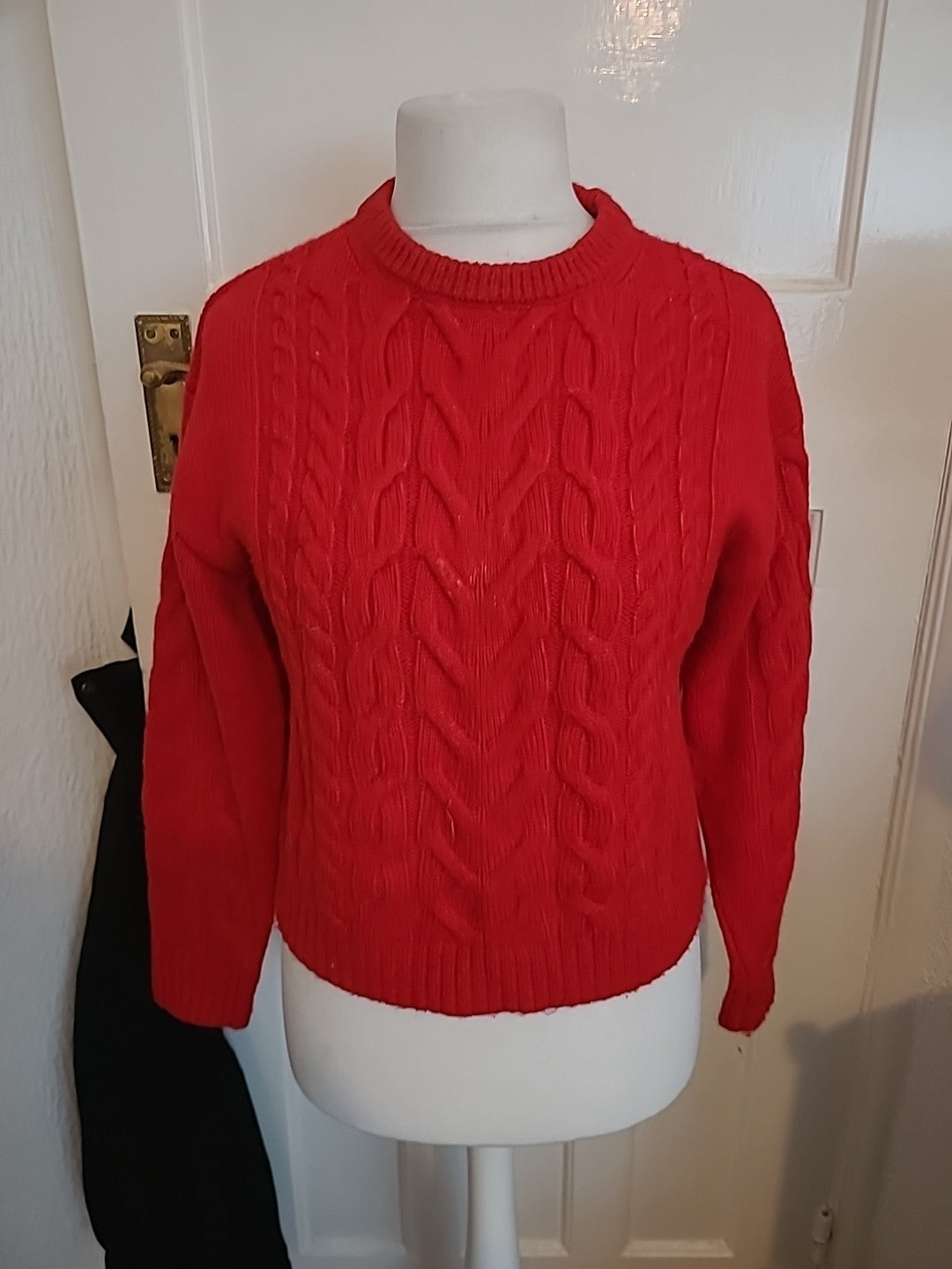 M&S Size Small Red Patterned Pullover Jumper