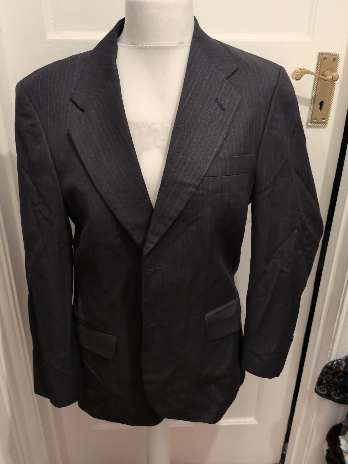 38 Short Marks And Spencer Black Pinstripe Suit Jacket