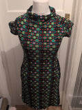 Ladies Xantik Size Small Roll Neck Navy Multicoloured Short Sleeved Dress