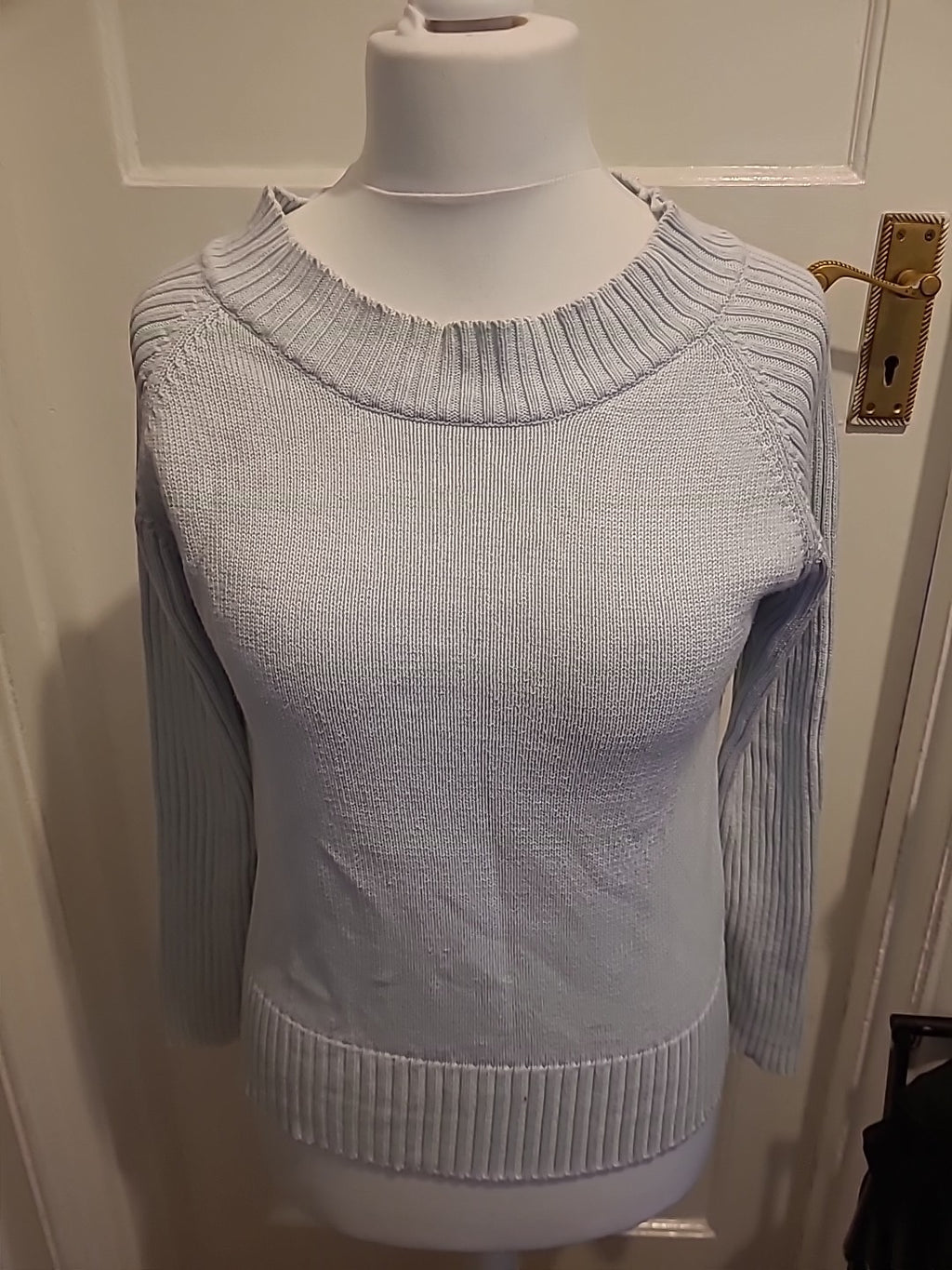 Ladies Canda Size Medium Pale Blue Ribbed Jumper