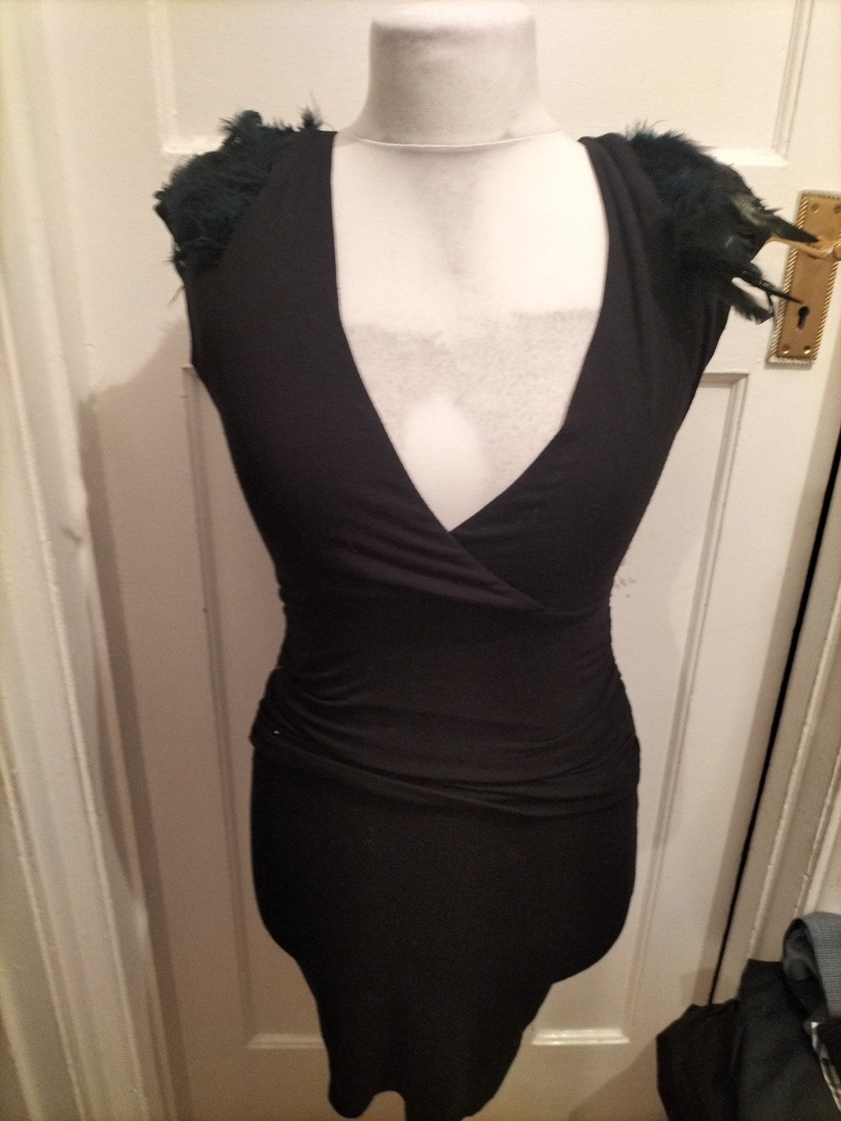 Ladies Lipsy Size 10 Black Layered Padded Fluffy Dress
